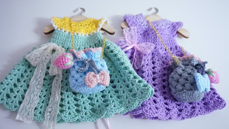 Crochet dresses for doll size 14" . tutorial