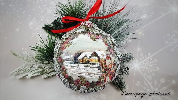 Decoupage ???? bauble with winter views and santa ???? christmas #ITDCollection ???? DIY tutorial. 