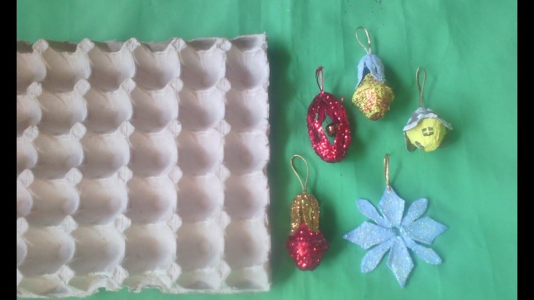 Diy 4  adornos hechos con carton de huevo , 2021   Christmas decorations with egg carton