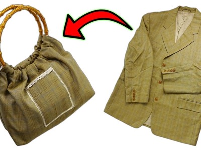 DIY BAG FROM OLD JACKET. How To Sew A Bag. Recycling of Old Clothes. Pocket And Lined Bag. Idea