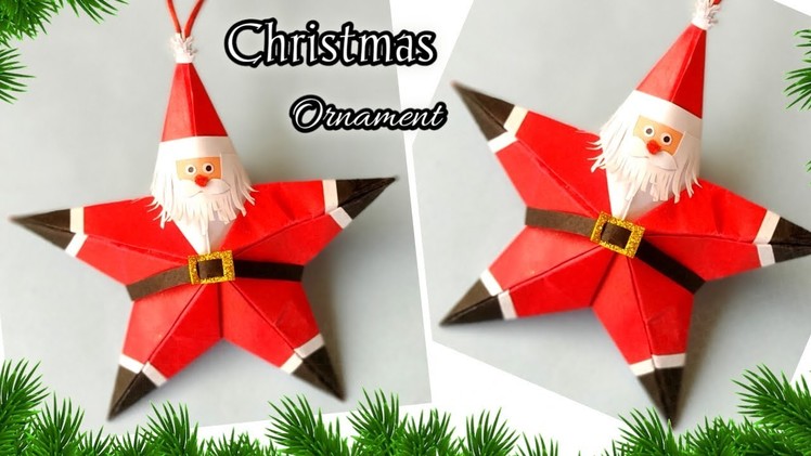 Diy Christmas tree ornament making2021.christmas decorations ideas.santa Claus making.3D paper star