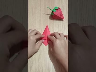 DIY Paper Strawberry. Using Colour Paper #origami #shorts #diy #paperstrawberry #papercraft