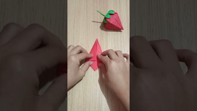 DIY Paper Strawberry. Using Colour Paper #origami #shorts #diy #paperstrawberry #papercraft