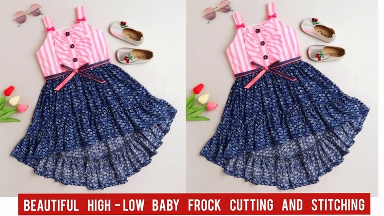 High-Low Baby Frock Cutting and Stitching.4-5 Year Baby Frock Cutting and Stitching | DIY