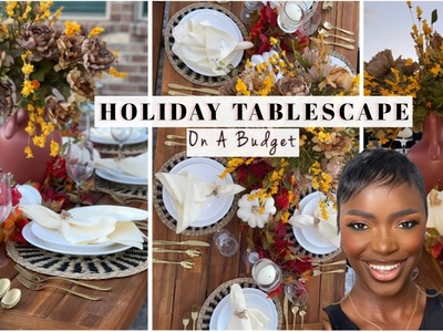 HOLIDAY TABLESCAPE ON A BUDGET | DIY OUTDOOR DINING TABLE | THANKSGIVING 2021
