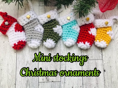 How to crochet a super easy and fast mini stocking christmas ornaments  #christmasornaments #crochet