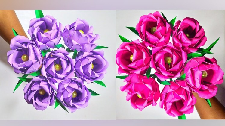 How to make beautiful paper flowers. a4 mal nirmana. kadadasi mal. origami paper flowers