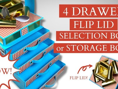 4 DRAWER FLIP LID SELECTION BOX, Storage Box, Jewellery Box of Gift Caddy!