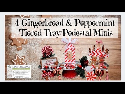 4 Gingerbread & Peppermint Tiered Tray.Pedestal Minis || Crafted by Corie Minis Challenge