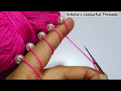 Beautiful crochet with Beads, Crochet with pearls by @ARBINA'S COLOURFUL THREADS