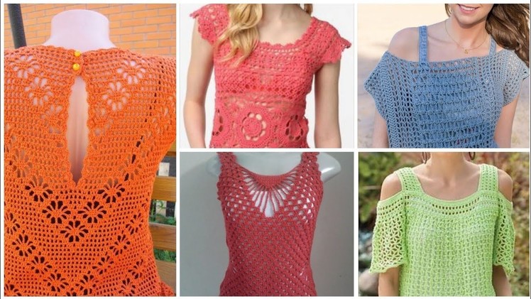 Beautiful New Stylish Crochet Knitting Fancy Flowers Pattern Blouse Top Design . 