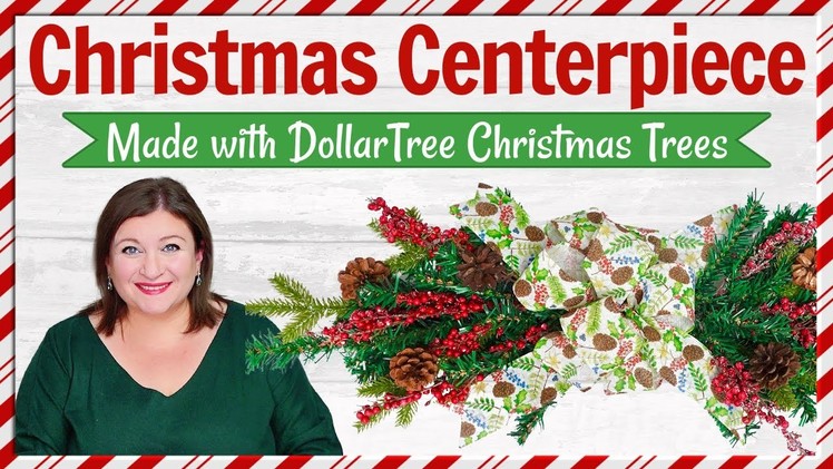 CHRISTMAS CENTERPIECE made from 2 DOLLAR TREE CHRISTMAS TREES, How to make CHRISTMAS CENTERPIECE DIY