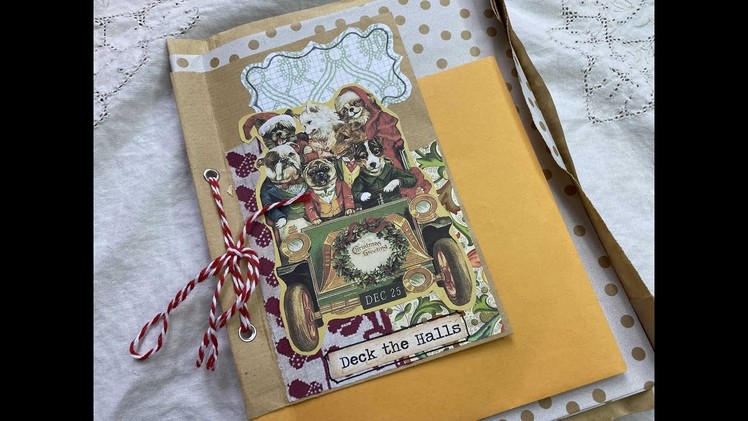 Craft with me | PART 6 Christmas ephemera holder inspired by Liz | continuing the mini journal
