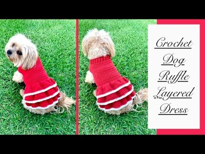 Crochet a dog ruffle layered dress | Size Small | Full free tutorial