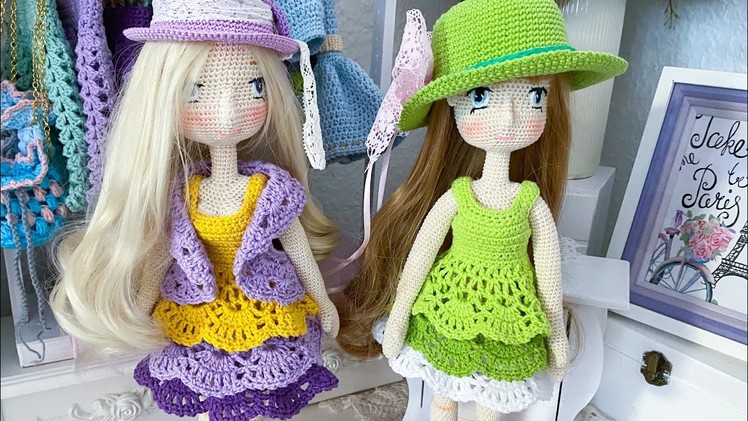 Crochet dresses tutorial ( Dress for crochet doll )