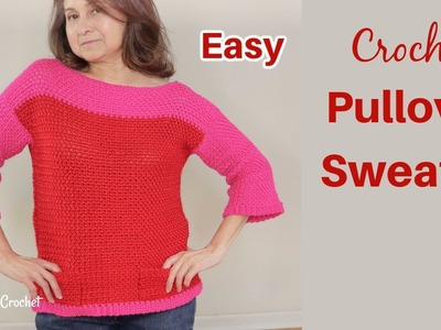 Crochet Pullover Sweater for Women - Easy Moss Stitch