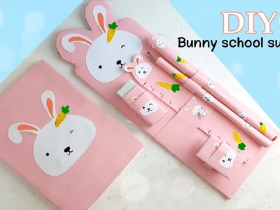 Diy bunny school supplies set | diy school supplies set without glue gun | homemade school supplies