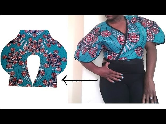 DIY Butterfly Wrap Top. Easy Blouse. Crop top Tutorial. Sewing for Beginner