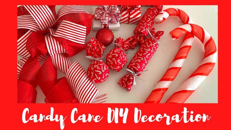 DIY Candy Cane Theme Christmas Decoration using Ribbon, Fabric and Glitter