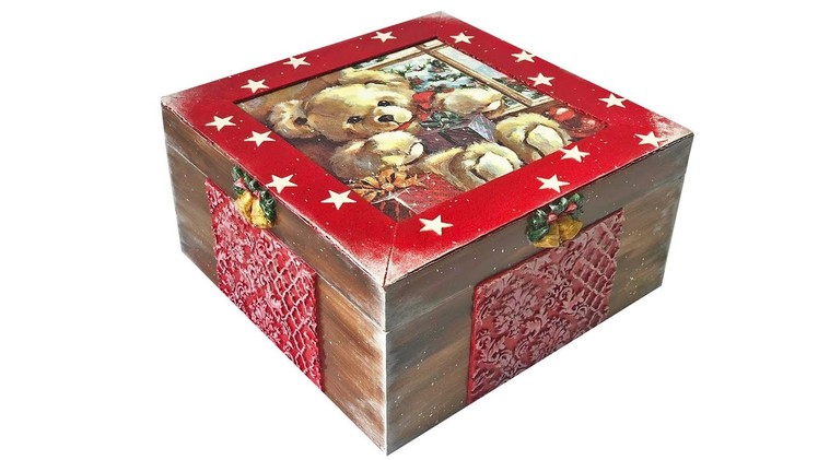 DIY CHRISTMAS DECOUPAGE BOX. HOW TO MAKE A CHRISTMAS BOX
