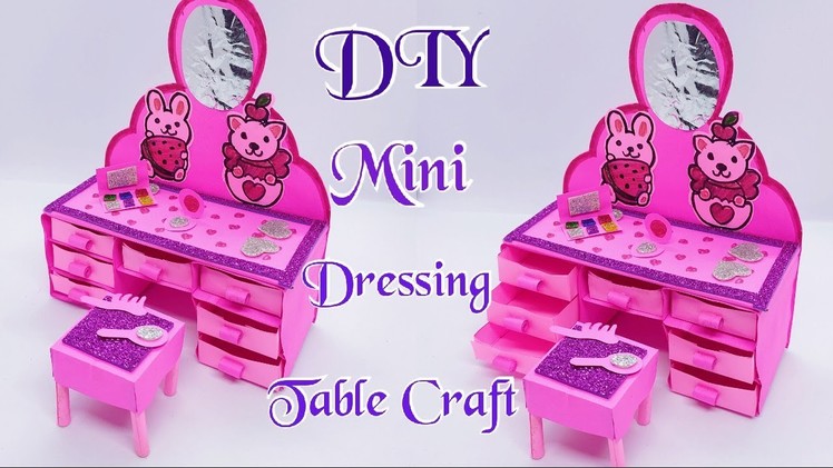 DIY Mini Paper Dressing Table ll Easy paper craft idea ll DIY school Craft