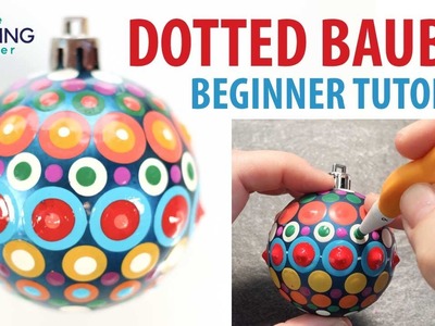 EASY BEGINNER DIY Christmas Bauble - How to paint a dotted Christmas ball