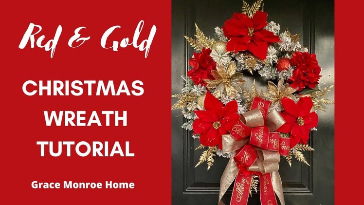 Easy Christmas Wreath Tutorial - Red and Gold Christmas Wreath