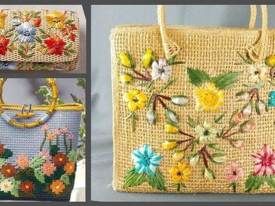 Embroidered handbags.plastic crochet bag design