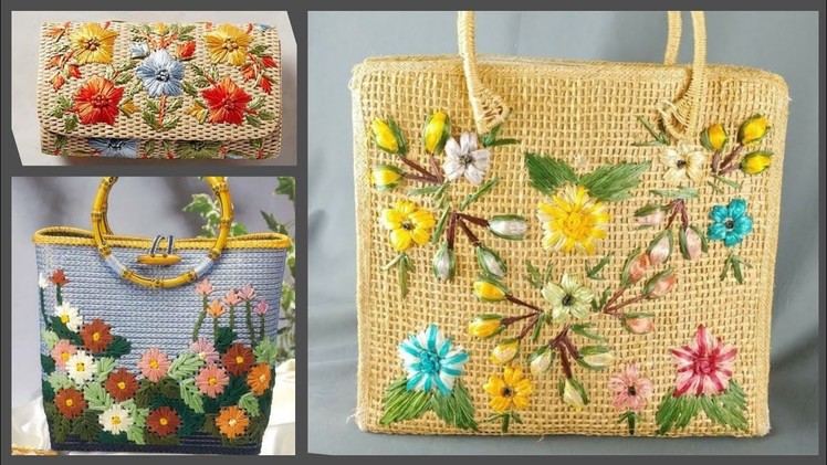 Embroidered handbags.plastic crochet bag design