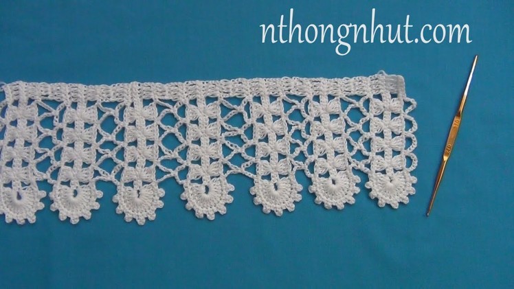 [ENG SUB] How to Crochet Lace Tape Ribbon. Cách móc  viền ren, viền rèm cửa. Mai Thanh handmade