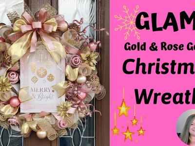 Glam Christmas Wreath DIY~How to Make a Gold & Rose Gold Christmas Wreath~Christmas Wreath Tutorial