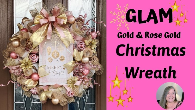 Glam Christmas Wreath DIY~How to Make a Gold & Rose Gold Christmas Wreath~Christmas Wreath Tutorial