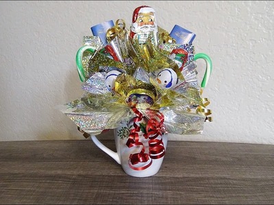 Holiday Candy Bouquet Mug Tutorial! Inexpensive, Easy & So Cute!!! DollarTree DIY!