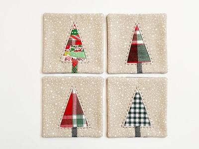 How to sew Christmas Coasters | Beginner Friendly Sewing | Holiday DIY Gift Idea