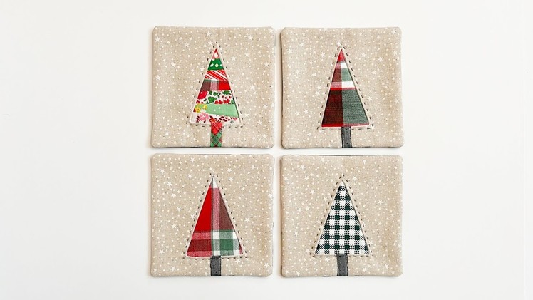 How to sew Christmas Coasters | Beginner Friendly Sewing | Holiday DIY Gift Idea
