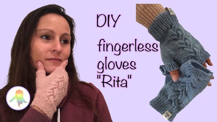 Knit fingerless gloves “Rita” with unique cables