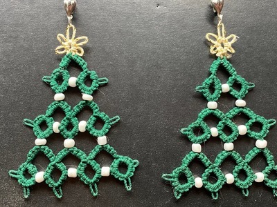 Needle Tatting : Christmas Earrings with beads