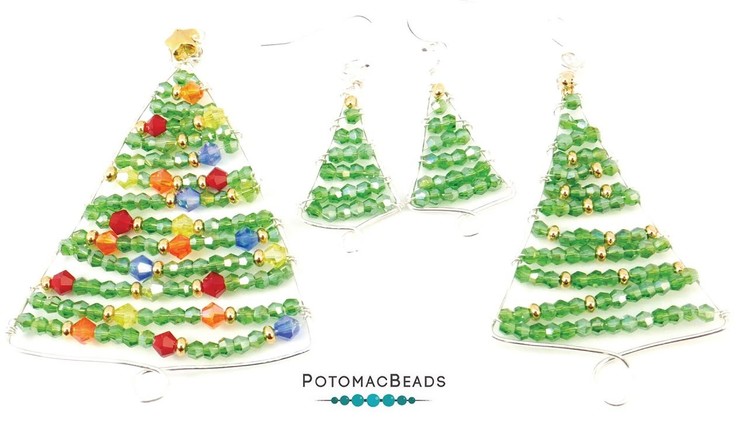 Quick Wire Christmas Tree Earrings & Pendant - DIY Jewelry Making Tutorial by PotomacBeads