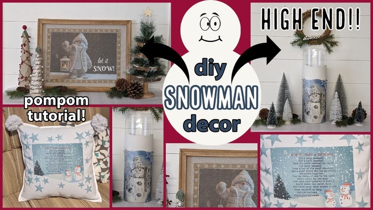 ⭐STUNNING CHRISTMAS SNOWMAN DECOR!!~Easy and Quick Snowman DIYS~PLUS How to Make a PomPom!!