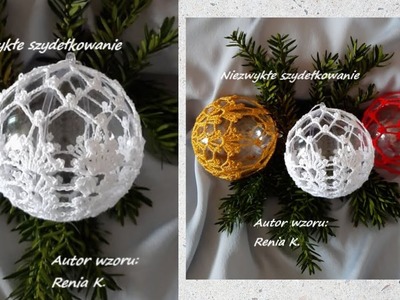 Ażurowa bombka, akryl 8 cm, szydełko. Autor.Author Renia K. Christmas ball crochet tutorial.No.9
