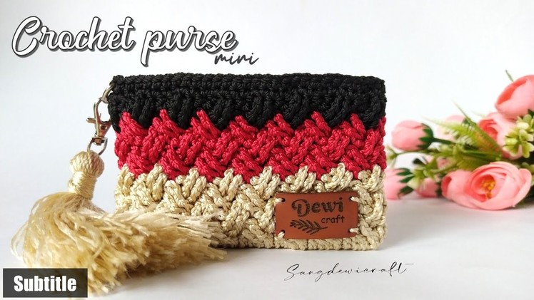 CARA MEMBUAT DOMPET RAJUT MUDAH UNTUK PEMULA - DOMPET RAJUT MOTIF TERBARU MODEL MODERN #crochet