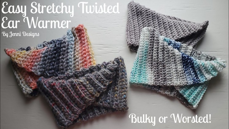 Crochet Pattern Tutorial: Easy Stretchy Twisted Ear Warmer