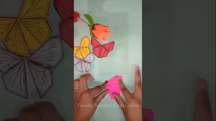DIY Paper Butterfly Bookmark.How to make book mark.Origami bookmark.easy paper craft#shorts