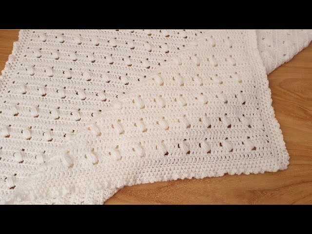 Easy crochet  baby blanket pattern for beginners. Crochet puff stitch Baby Blanket Tutorial