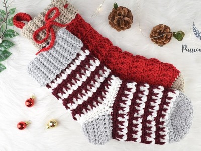 Easy crochet Christmas stoking pattern, Xmas decoration, Xmas gift pattern