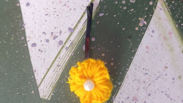 Easy woolen flower Hairpin. wool craft. hair pins. DIY yarn flower #shorts #ytshorts #viralvideo