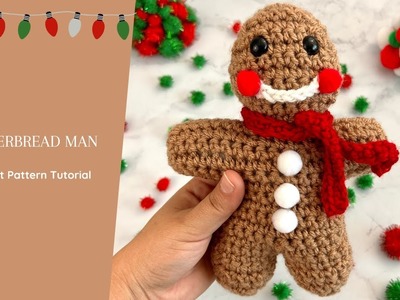 Gingerbread Man Stuffie Crochet Pattern, Amigurumi Crochet, Free Crochet Pattern Tutorial