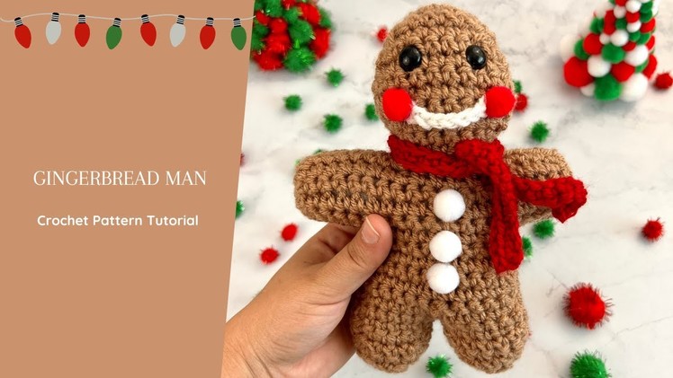 Gingerbread Man Stuffie Crochet Pattern, Amigurumi Crochet, Free Crochet Pattern Tutorial