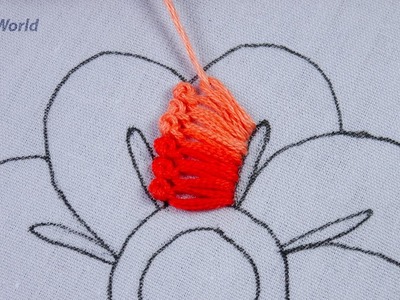 Hand embroidery new Lazy Daisy French knot stitch combine elegant flower design