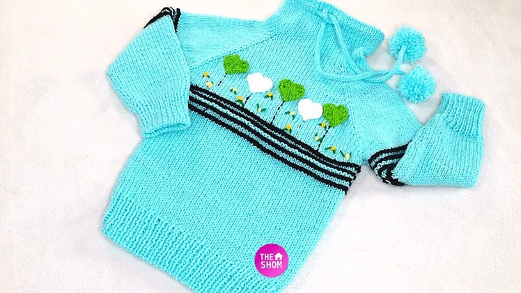 Hand knitted topdown full sweater for baby girl.boy,1 se 2 saal ke bachche ka full sweater bunai